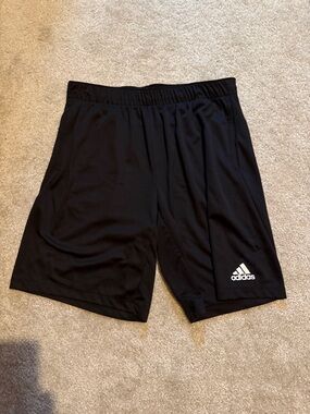 adidas Black Athletic Training Shorts with White Logo